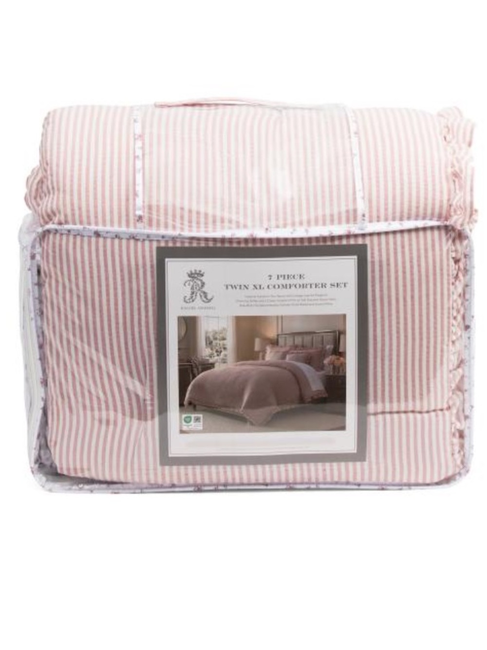 RACHEL ASHWELL striped comforter set Pink Striped Comforter Set -